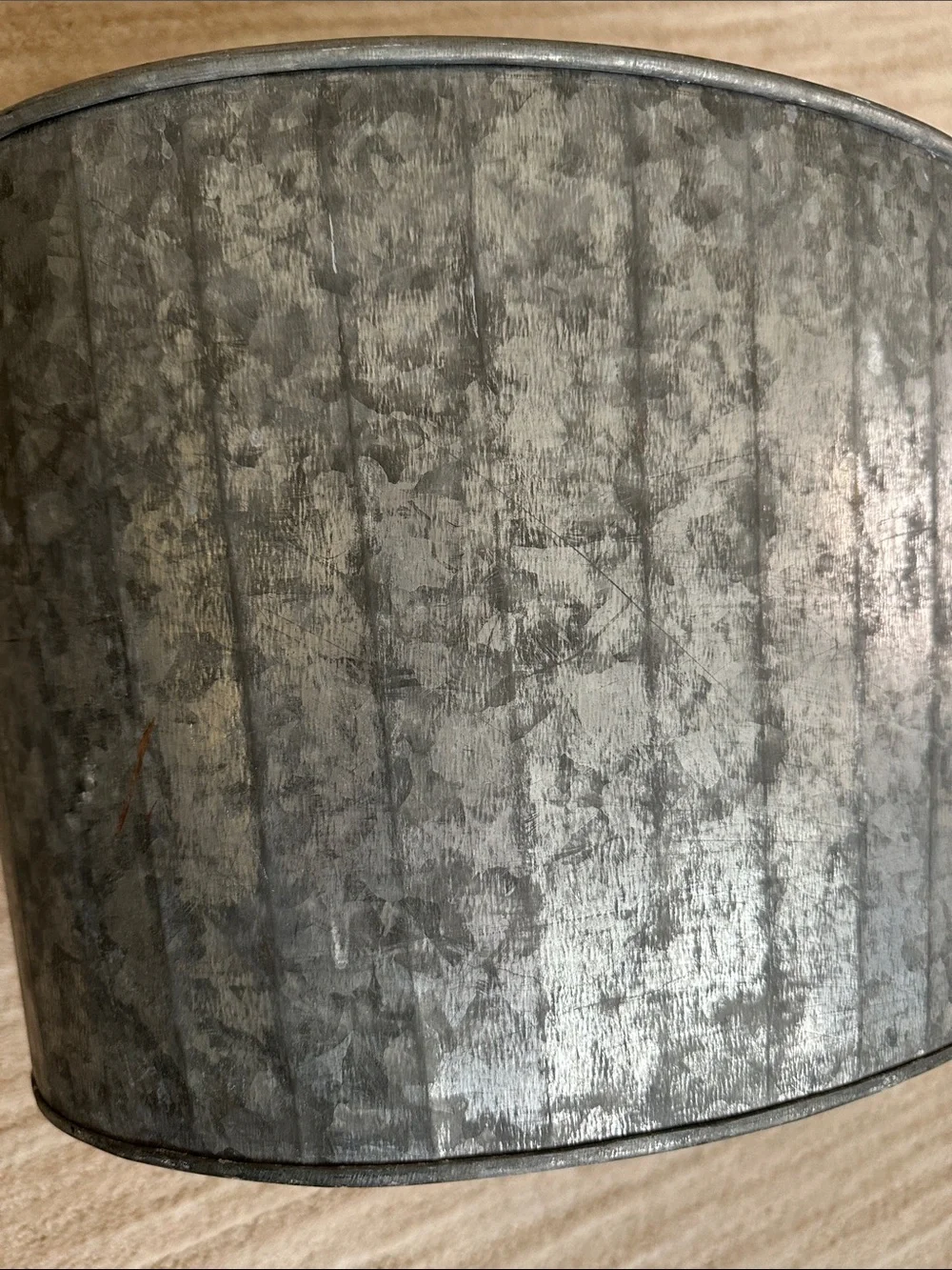 Crate & Barrel Beverage Tub Fluted Galvanized Metal Rustic Cooler Oval